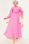 Zippered Pocket Flap Skirted 2 Piece Set Fuchsia