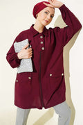 Burgundy Shirt with Zip-Up Collar