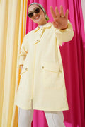 Zippered Shirt Collar Cap Yellow