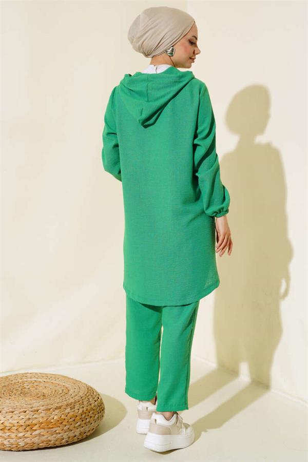 Zippered Hooded Casual 2 Piece Set Benetton