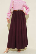 Zippered, Belted, Gathered Skirt in Plum