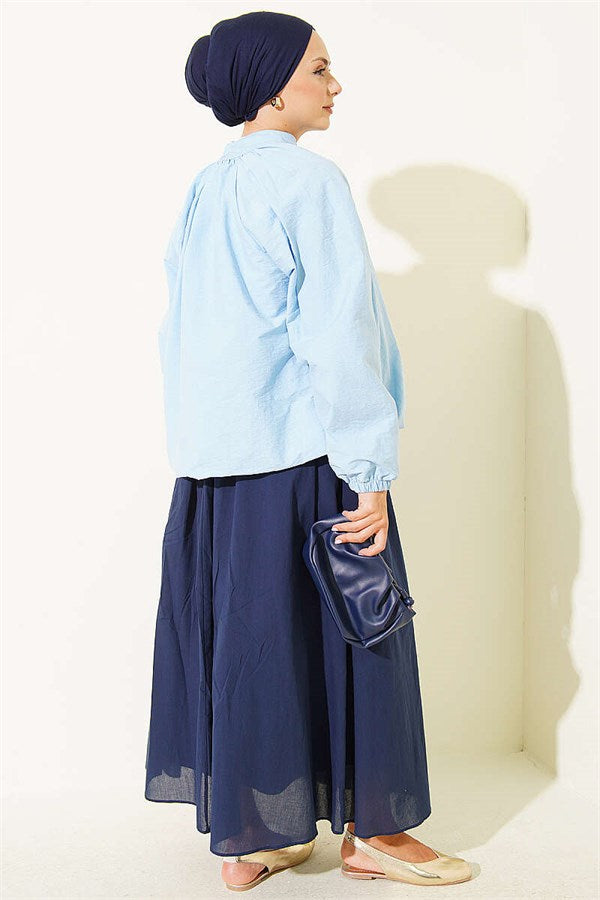 Short Parachute Jacket with Zipper, Blue