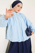 Short Parachute Jacket with Zipper, Blue