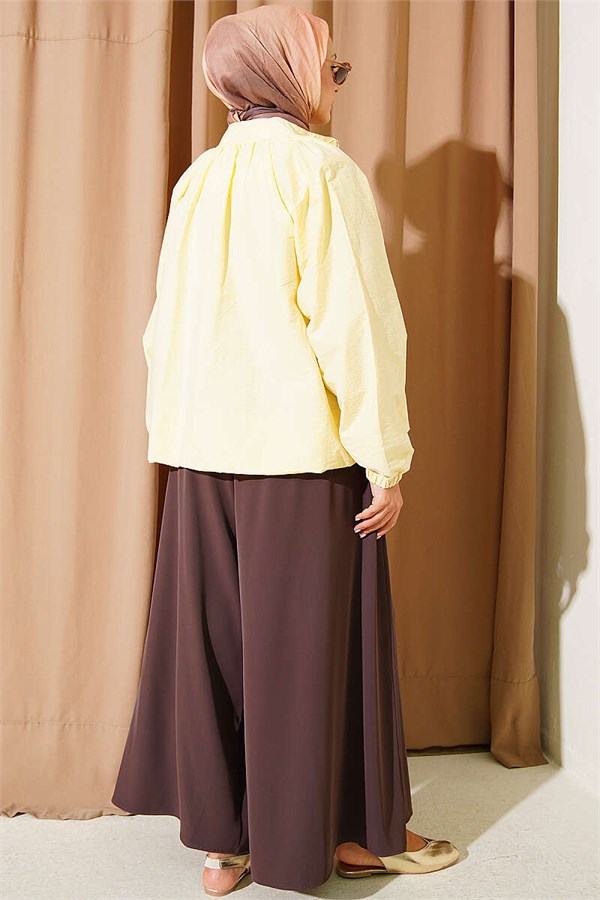 Short Parachute Jacket with Zipper, Yellow