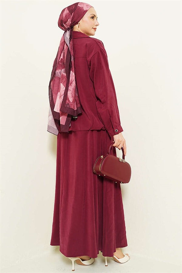 2 Piece Set with zippered modal skirt, burgundy.