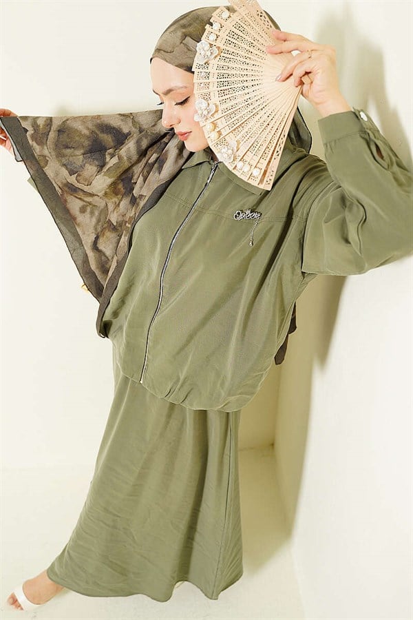 2 Piece Set with Zippered Modal Skirt, Light Green