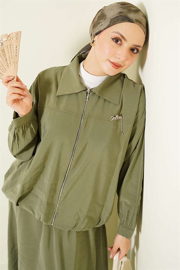 2 Piece Set with Zippered Modal Skirt, Light Green