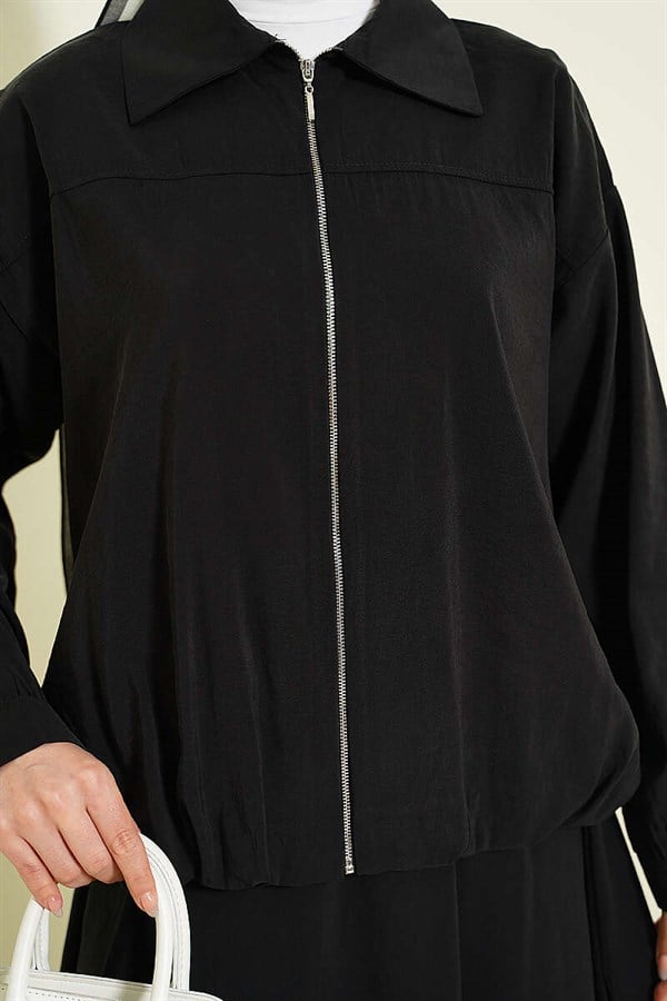 2 Piece Set with zippered modal skirt, black.