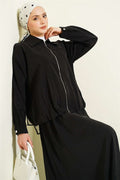 2 Piece Set with zippered modal skirt, black.