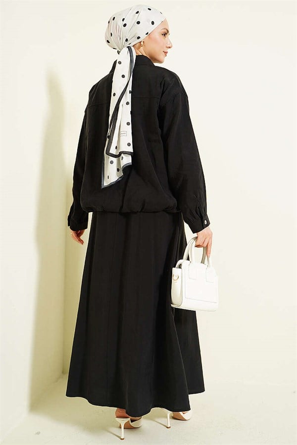 2 Piece Set with zippered modal skirt, black.