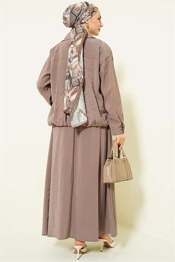 2 Piece Set with Zippered Modal Skirt, Mink Color
