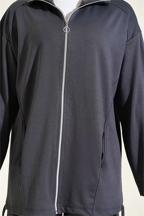 2 Piece Set with Zip-Up Trousers, Dark Gray
