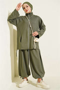 2 Piece Set with Zip-Up Trousers, Khaki