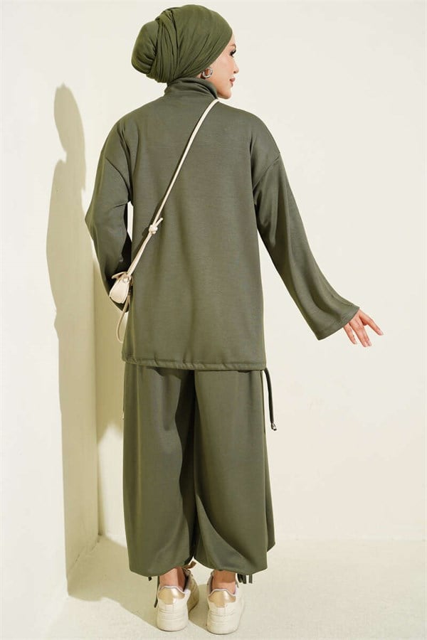 2 Piece Set with Zip-Up Trousers, Khaki