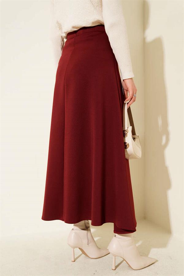 Zippered Scuba Bell Skirt Burgundy