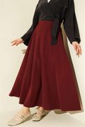 Tencel Flared Skirt with Zipper, Burgundy