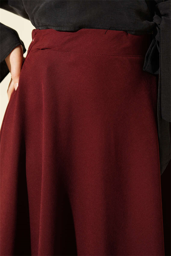 Tencel Flared Skirt with Zipper, Burgundy