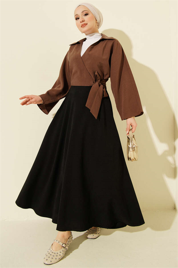 Zip-up Tencel Flared Skirt, Black