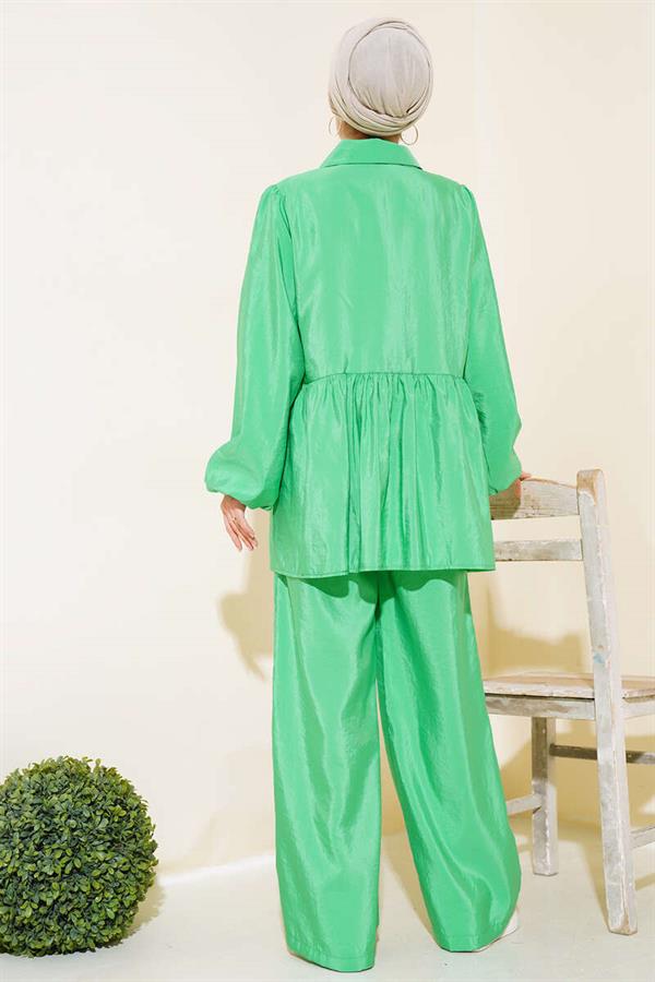 Zippered Tunic 2 Piece Set Green
