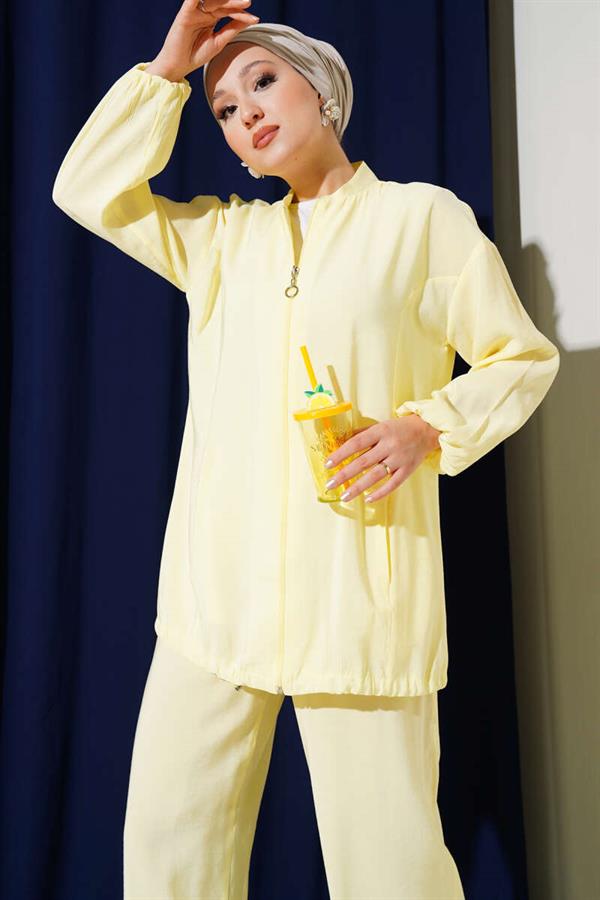 Zippered Side Pocket 2 Piece Set Yellow