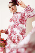 Filli Floral Patterned Viscose Dress Claret Red