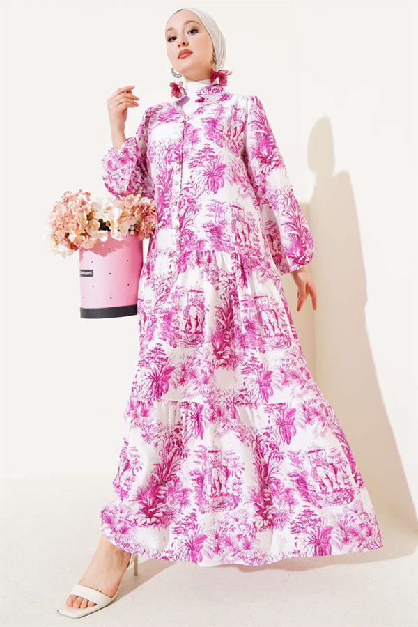 Filli Floral Patterned Viscose Dress Violet