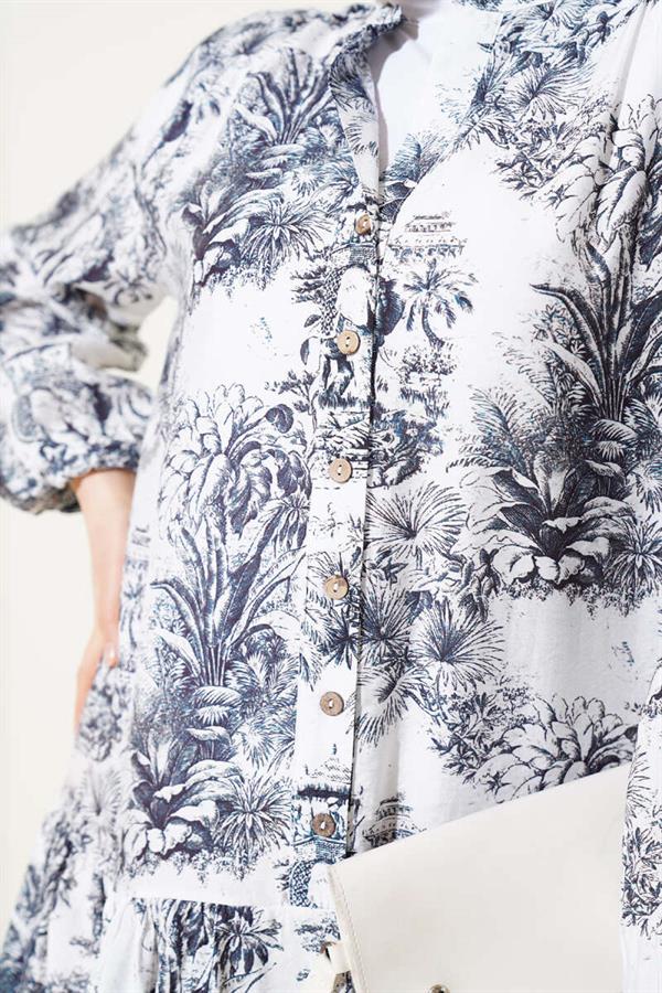 Filli Floral Patterned Viscose Dress Black