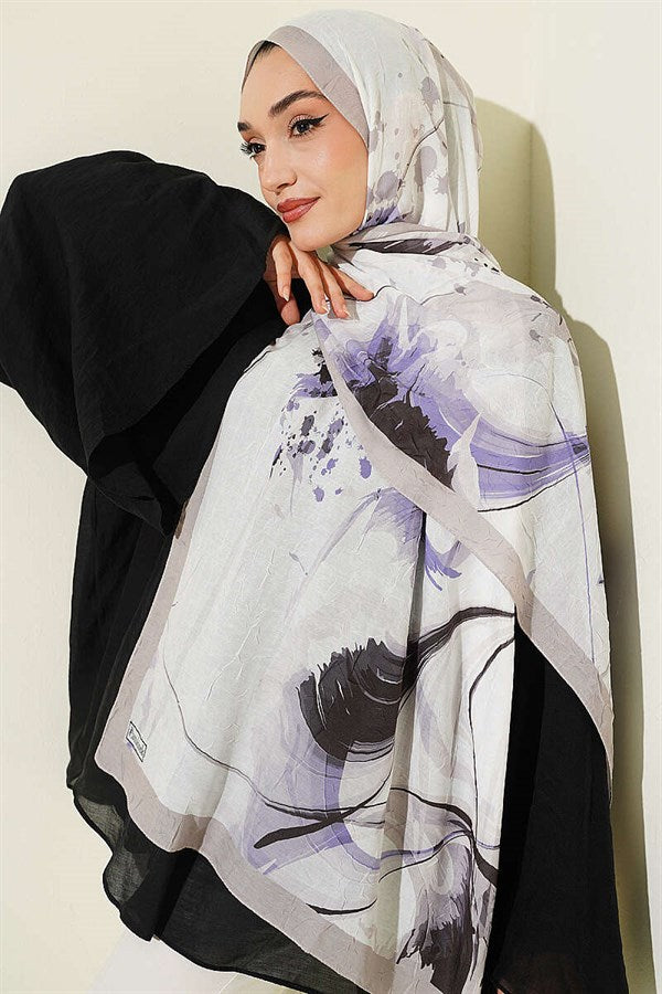 Brushstroke Bamboo Bleach Shawl Beige