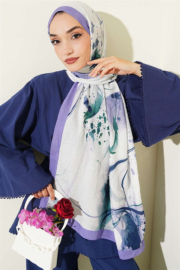 Brushstroke Bamboo Crash Shawl Lavender