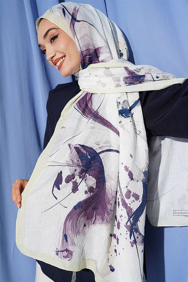 Brushstroke Bamboo Crush Shawl Lime