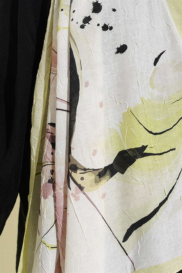 Brushstroke Bamboo Crush Shawl Neon Yellow