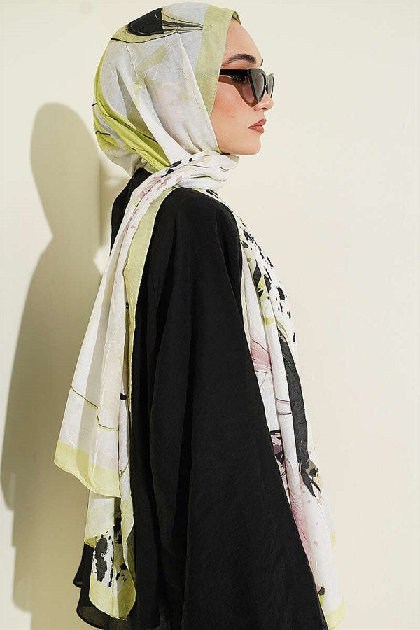 Brushstroke Bamboo Crush Shawl Neon Yellow