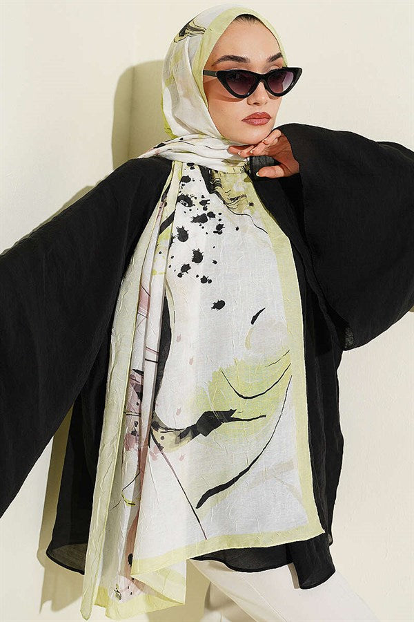 Brushstroke Bamboo Crush Shawl Neon Yellow
