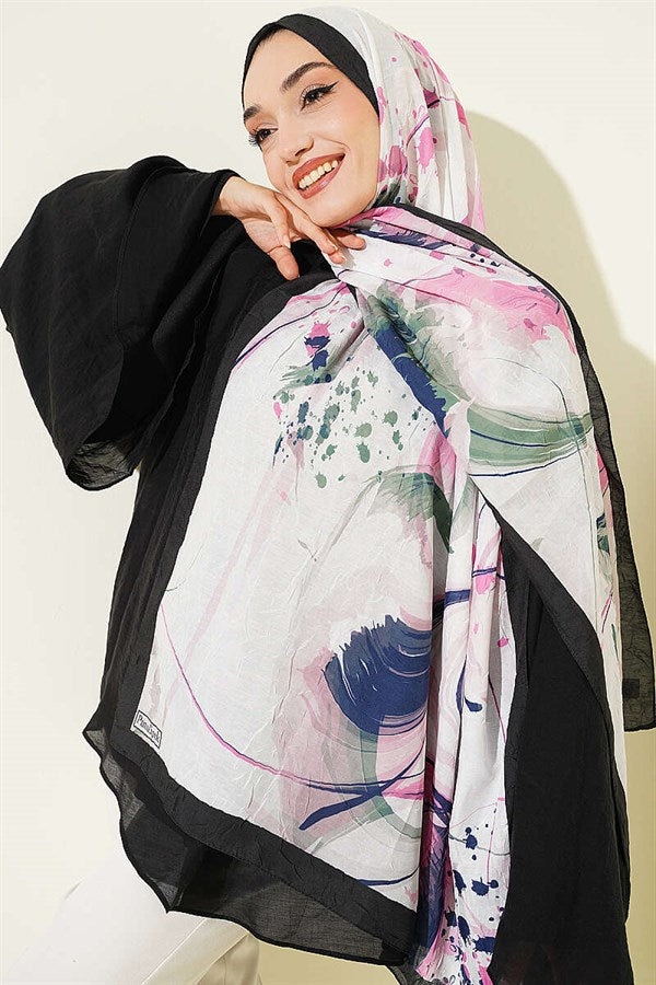 Brushstroke Bamboo Bread Scarf Black