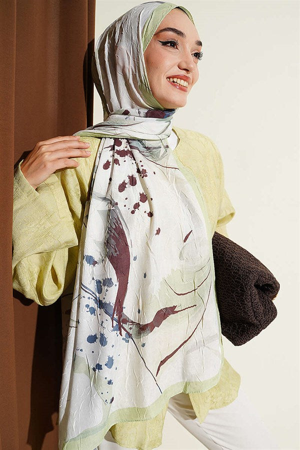 Brushstroke Bamboo Bleach Shawl Aqua Green