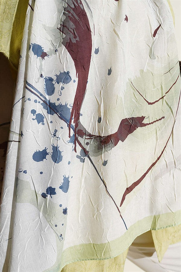 Brushstroke Bamboo Bleach Shawl Aqua Green