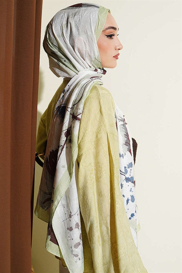 Brushstroke Bamboo Bleach Shawl Aqua Green