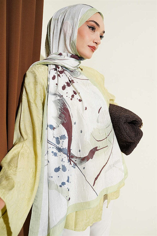 Brushstroke Bamboo Bleach Shawl Aqua Green