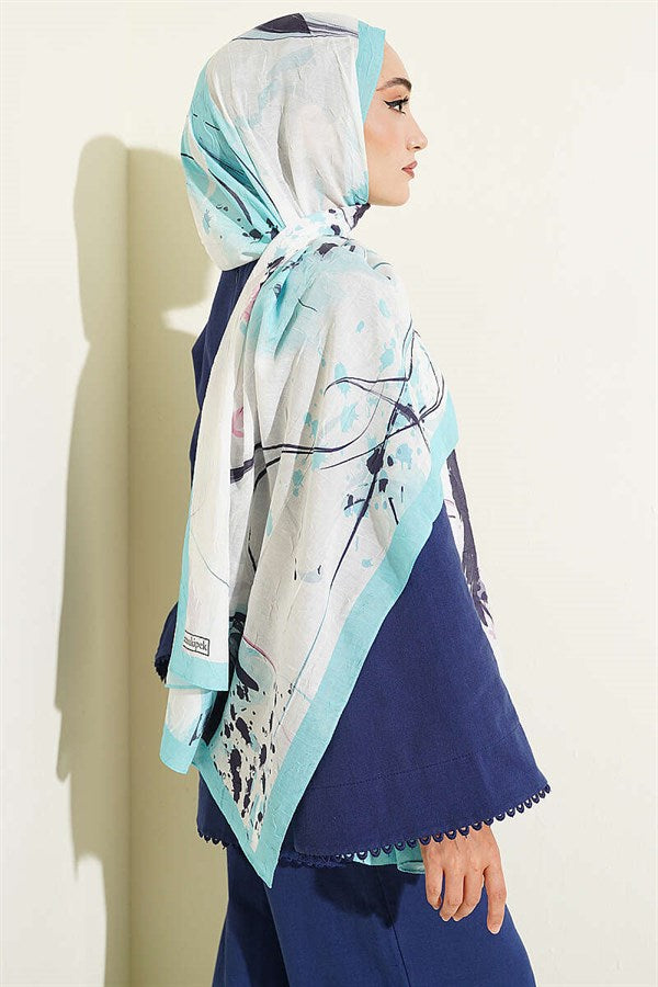 Brushstroke Bamboo Scarf Turquoise