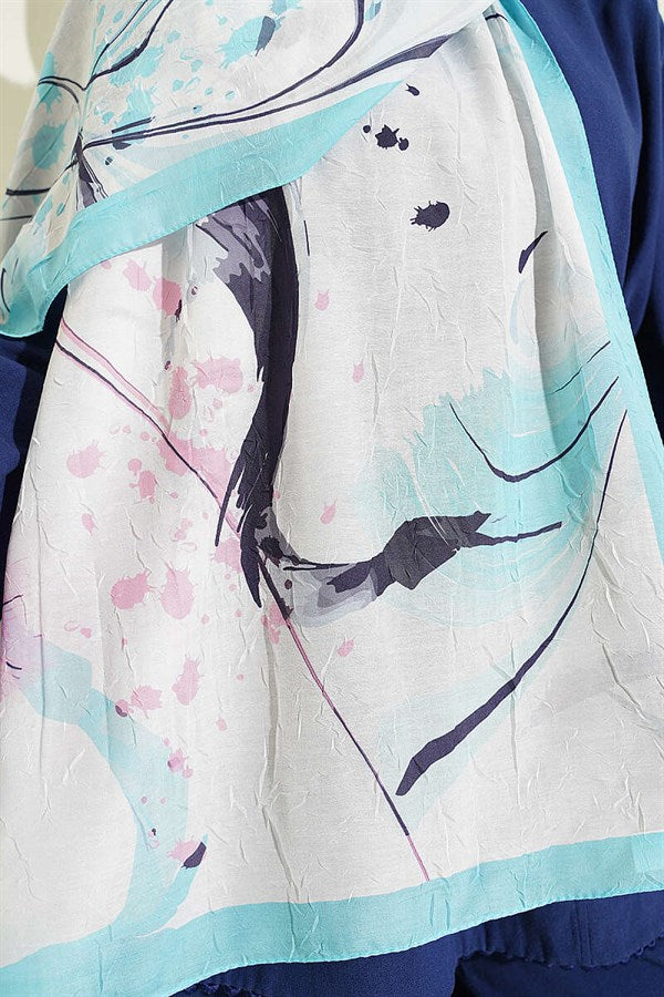 Brushstroke Bamboo Scarf Turquoise
