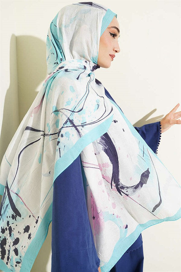 Brushstroke Bamboo Scarf Turquoise