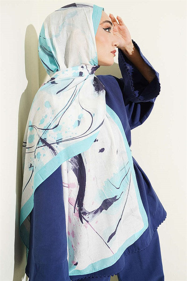 Brushstroke Bamboo Scarf Turquoise
