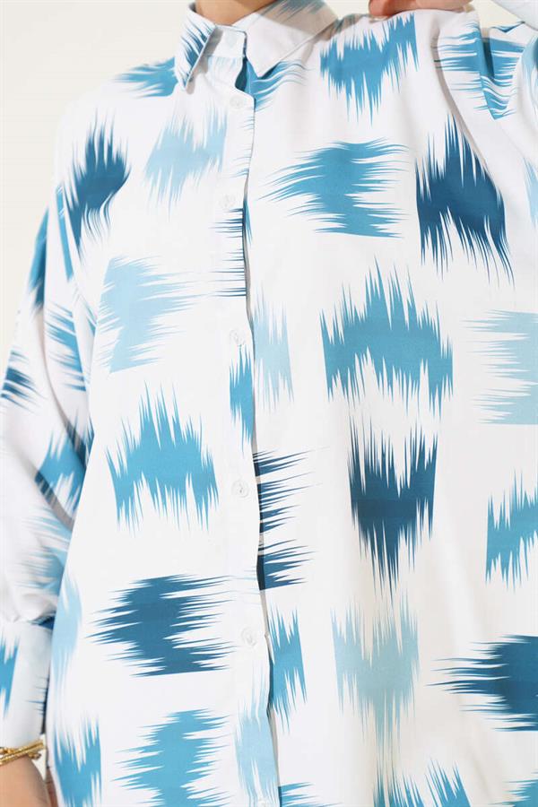 Brush Patterned Wrist Cuff Shirt Mint