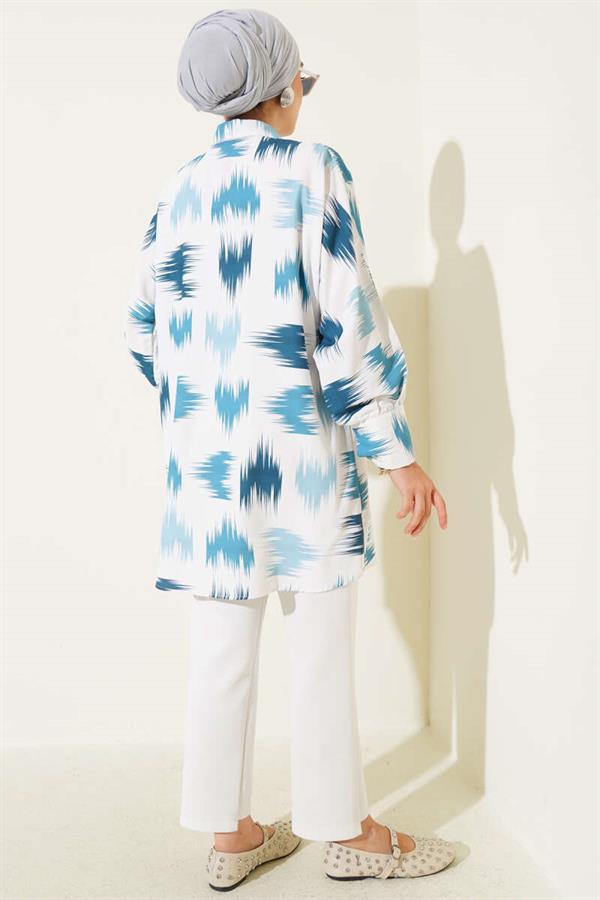 Brush Patterned Wrist Cuff Shirt Mint