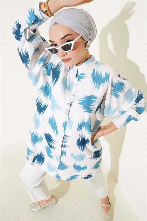 Brush Patterned Wrist Cuff Shirt Mint