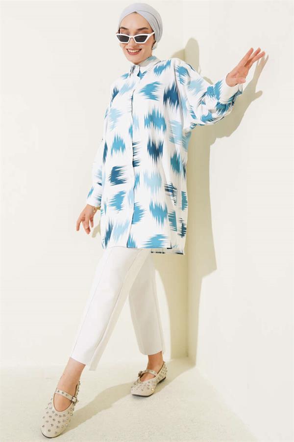 Brush Patterned Wrist Cuff Shirt Mint