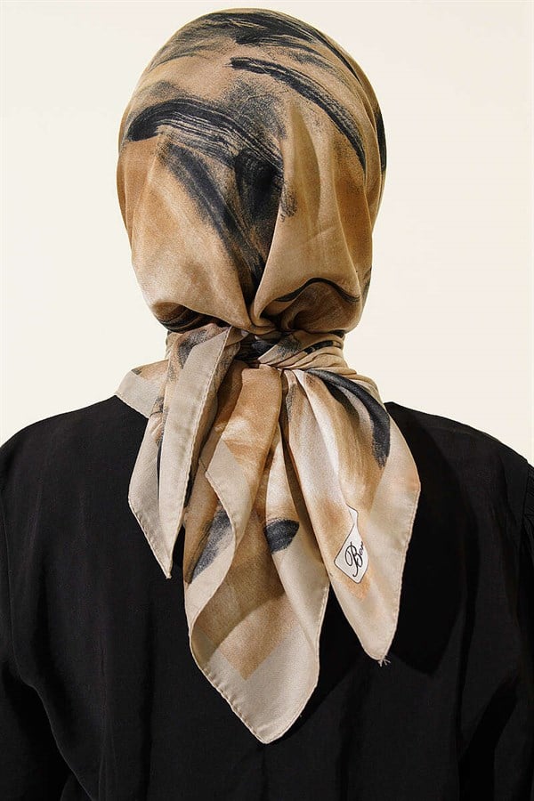 Brush Pattern Scarf, Sand Beige