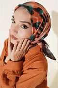 Brush Patterned Soft Scarf Dark Brown
