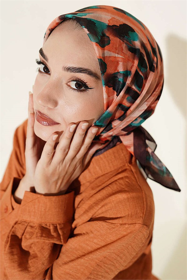 Brush Patterned Soft Scarf Dark Brown