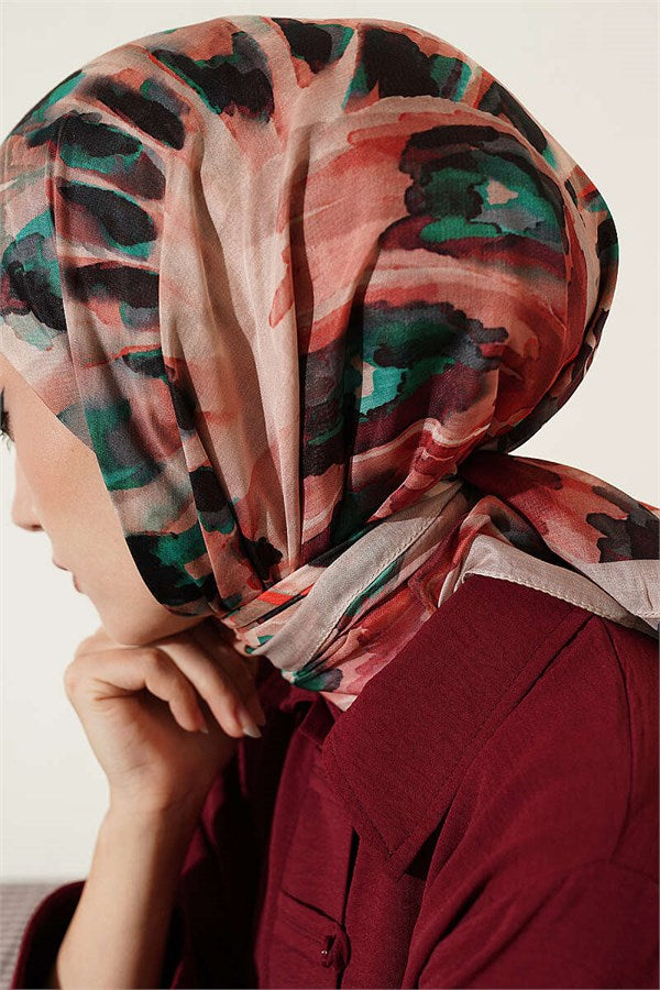 Brush Patterned Soft Scarf Beige